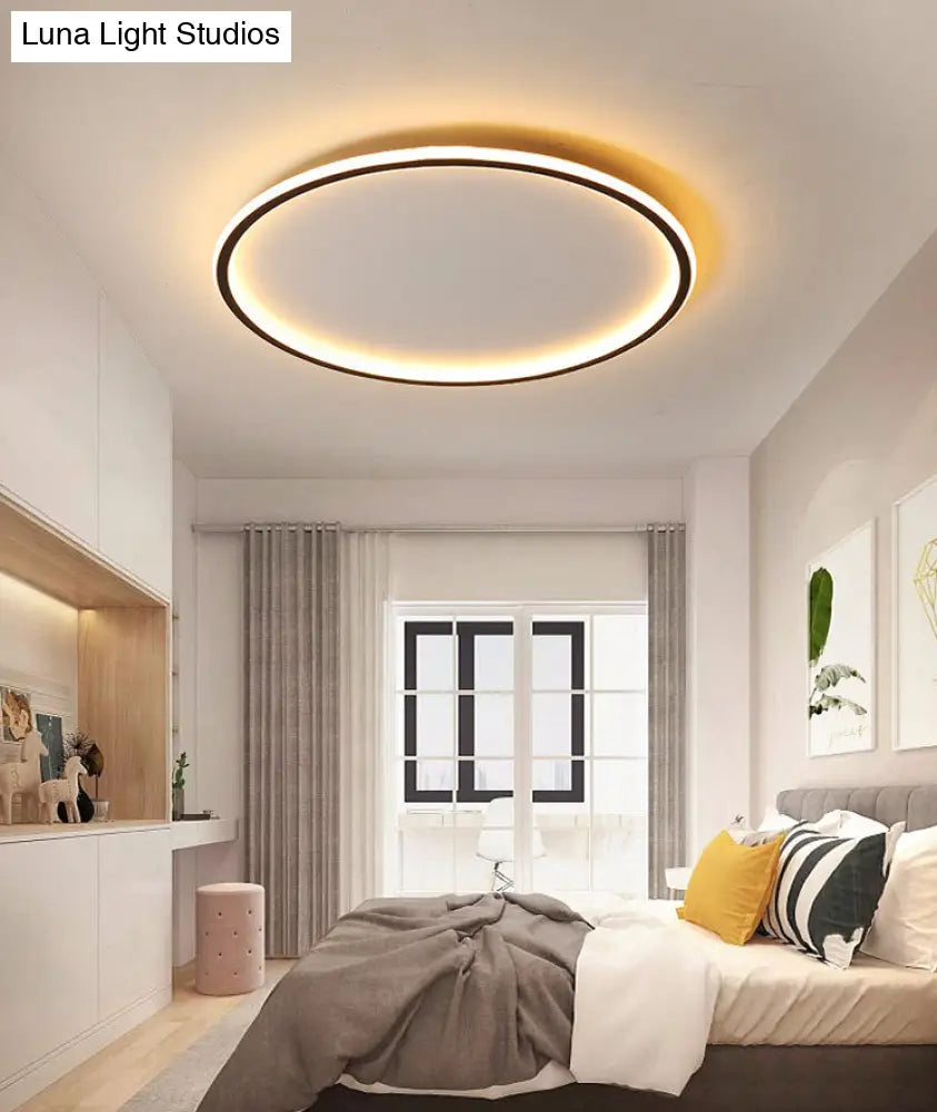 Simple Style Black Acrylic Led Ceiling Flush-Mount Light For Bedroom