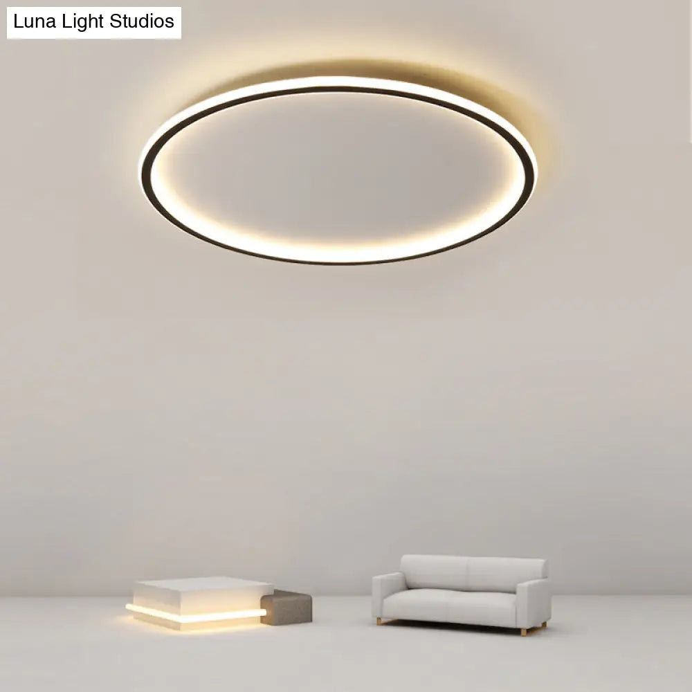 Simple Style Black Acrylic Led Ceiling Flush-Mount Light For Bedroom