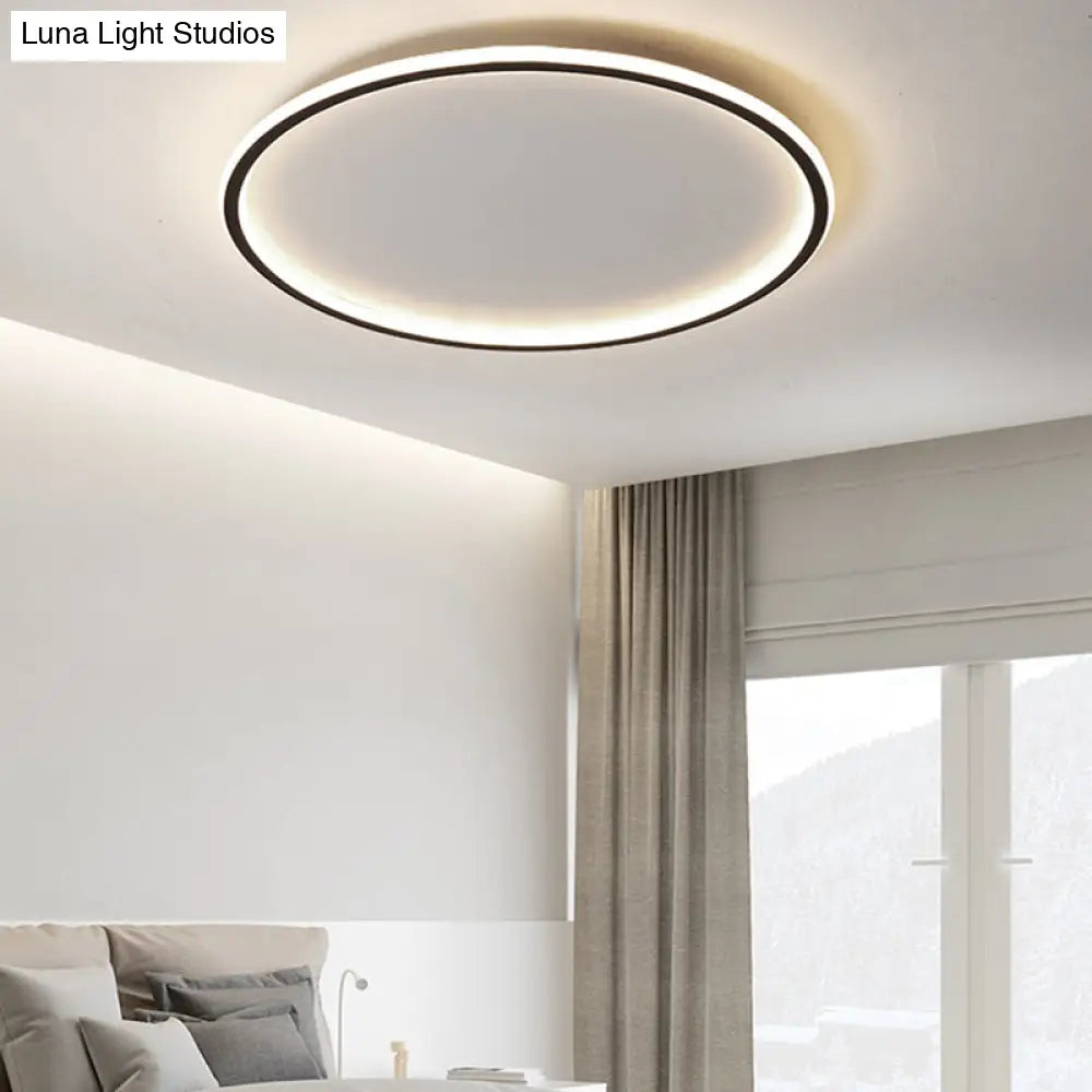 Simple Style Black Acrylic Led Ceiling Flush-Mount Light For Bedroom