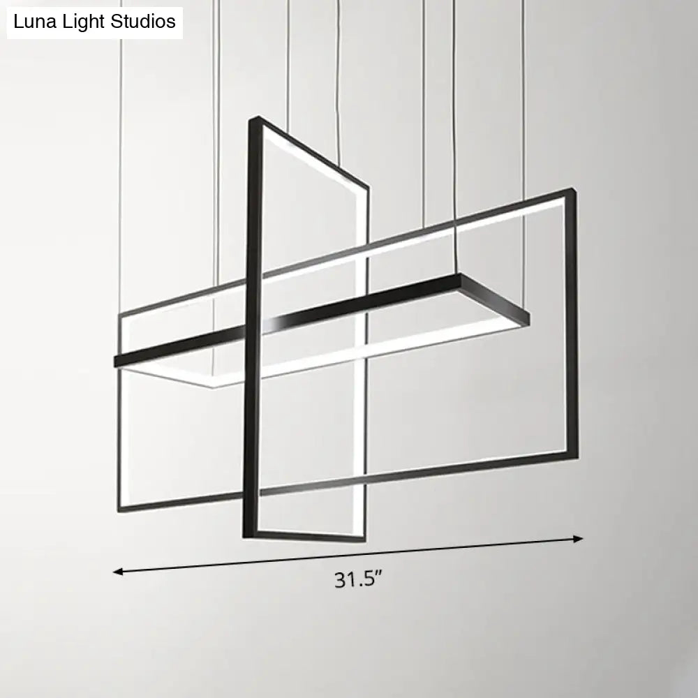 Simple Style Black Metal Rectangle Led Island Light - Warm/White/Natural Options 23.5/31.5/38 Wide