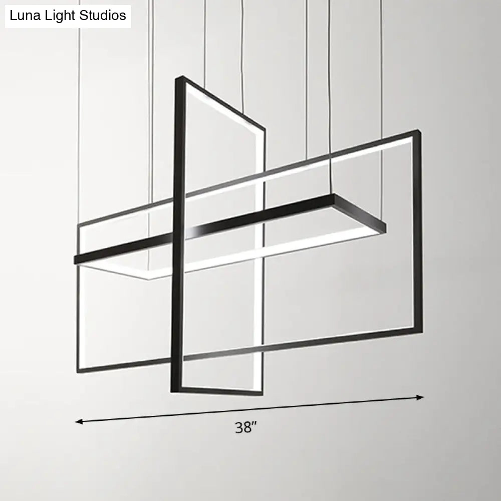 Simple Style Black Metal Rectangle Led Island Light - Warm/White/Natural Options 23.5/31.5/38 Wide