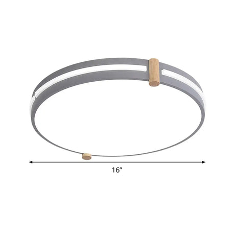 Simple Style Gray Macaron Drum Ceiling Lamp - Led Flush Mount Lighting In 12/16/19.5 Widths Perfect