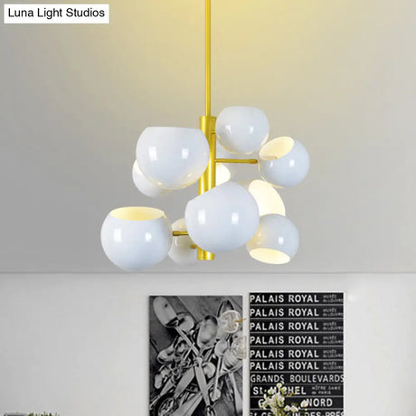 Simple Style Hanging Chandelier Light With Stacked Metal Shades - 10/13 Lights Black/White Ideal For
