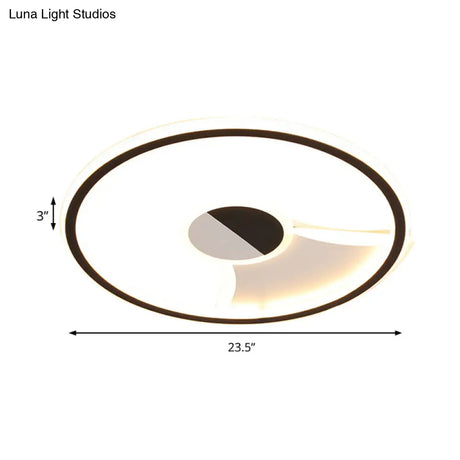 Simple Style Led Acrylic Flush Ceiling Light – Black/White 16’/19.5’/23.5’ Dia Lamp For