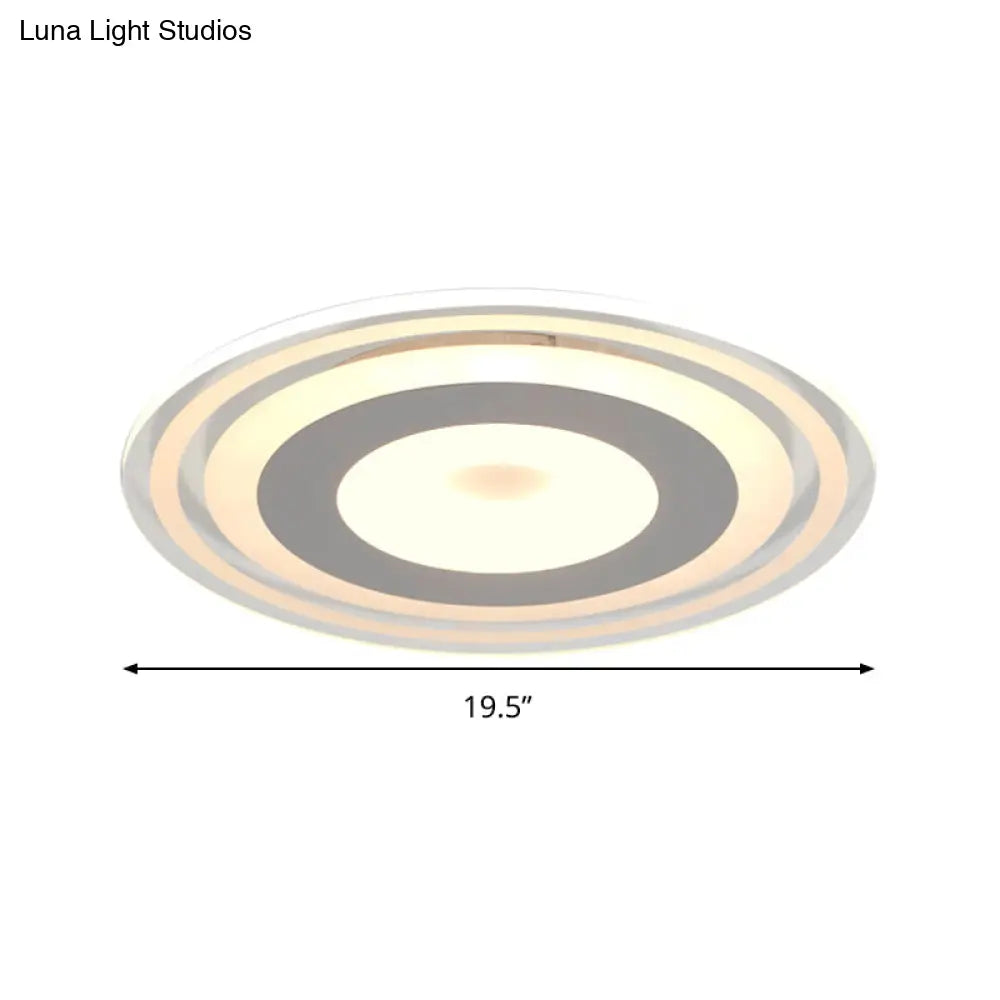 Simple Style Led Flush Mount Fixture In White With Acrylic Shade Circle Design 3 Color Light