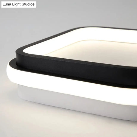 Simple Style Led Foyer Flush Mount Ceiling Light - Black Lamp With Metal Shade (Square/Round) In