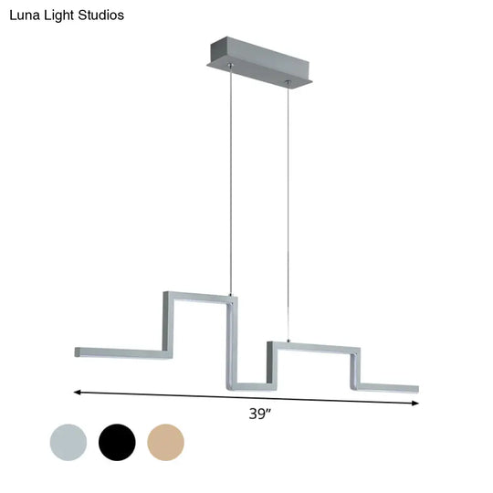 Simple Style Linear Metal Hanging Light Fixture - Black/Gray/Gold 31.5/39 Wide Led Chandelier Lamp