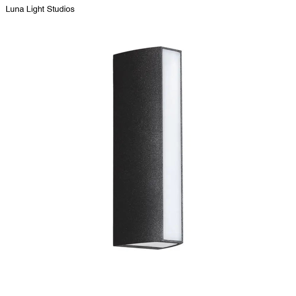 Simple Style Matte Black Rectangle Led Wall Light Metallic Sconce Lamp - Outdoor Use