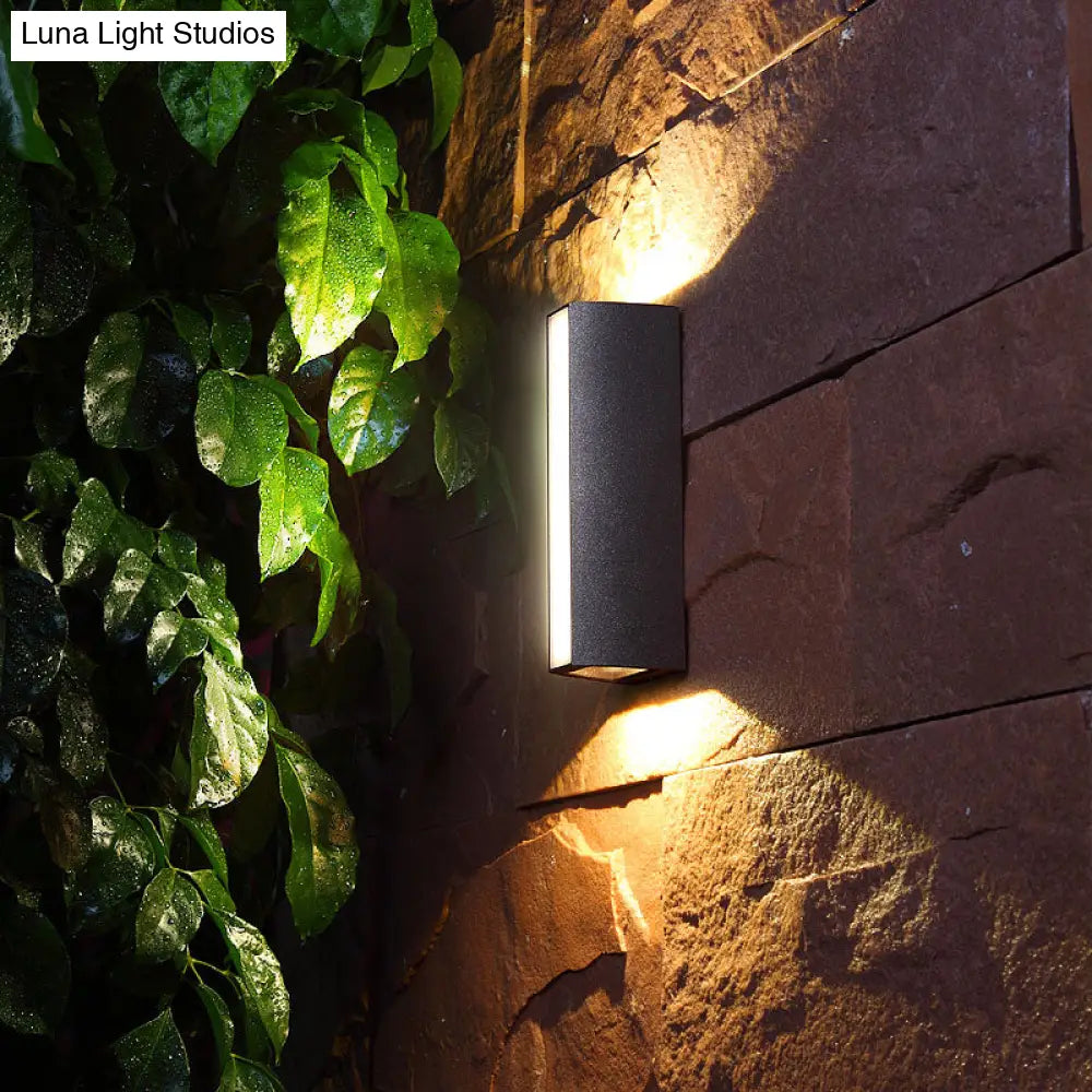 Simple Style Matte Black Rectangle Led Wall Light Metallic Sconce Lamp - Outdoor Use