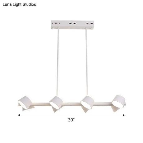 Simple Style Metal Linear Pendant Light Fixture - 8 Lights White Color Ceiling Hanging Design