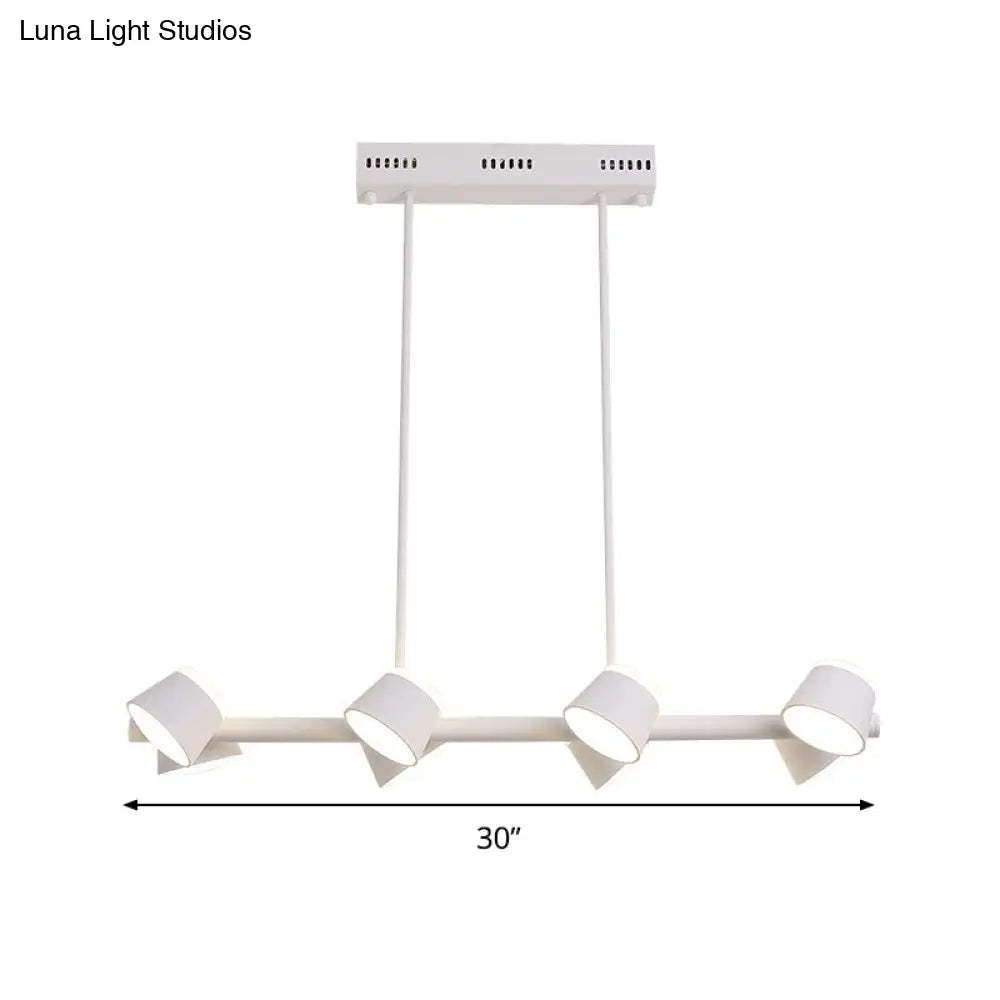 Simple Style Metal Linear Pendant Light Fixture - 8 Lights White Color Ceiling Hanging Design