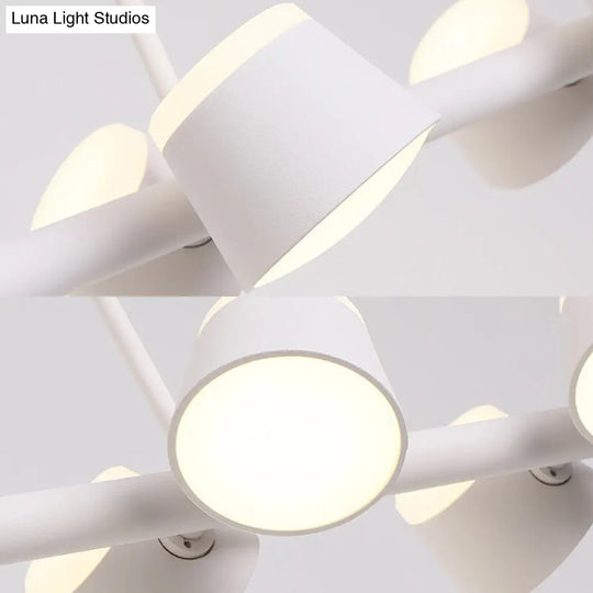 Sleek Metal Linear Pendant Light With 8 White Hanging Ceiling Lights