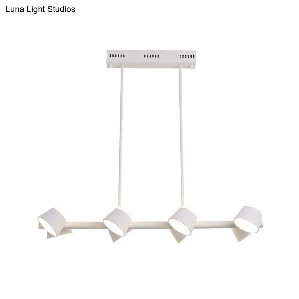 Sleek Metal Linear Pendant Light With 8 White Hanging Ceiling Lights