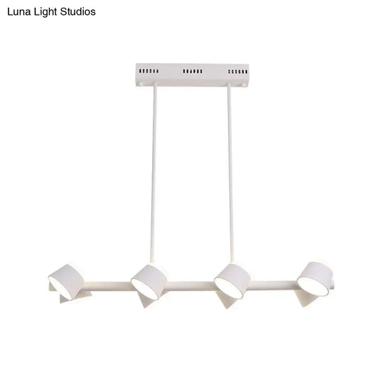 Sleek Metal Linear Pendant Light With 8 White Hanging Ceiling Lights