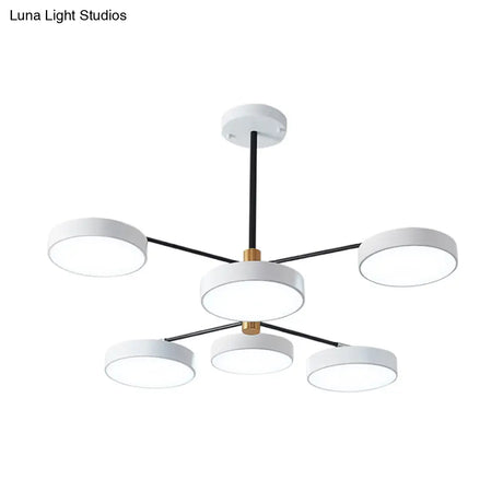 Simple Style Metal Pendant Lighting with 6 Heads Gold/White - Branch Living Room Hanging Ceiling Light
