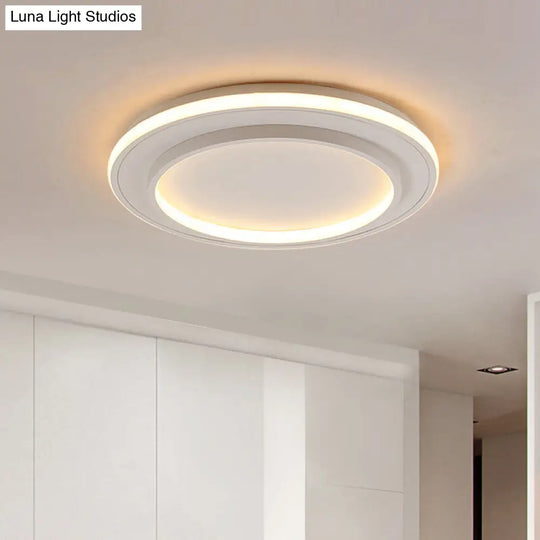 Simple Style White Disk Flush Mount Led Ceiling Light In Warm/White - 18/21.5 Wide / 18 Warm