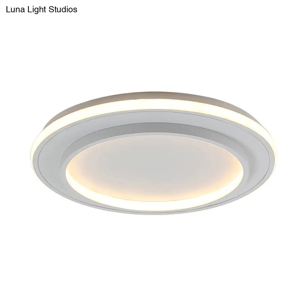 Simple Style White Disk Flush Mount Led Ceiling Light In Warm/White - 18’/21.5’ Wide