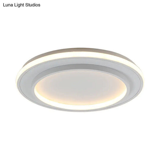 Simple Style White Disk Flush Mount Led Ceiling Light In Warm/White - 18’/21.5’ Wide