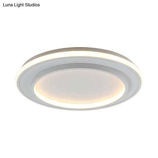 Simple Style White Disk Flush Mount Led Ceiling Light In Warm/White - 18/21.5 Wide