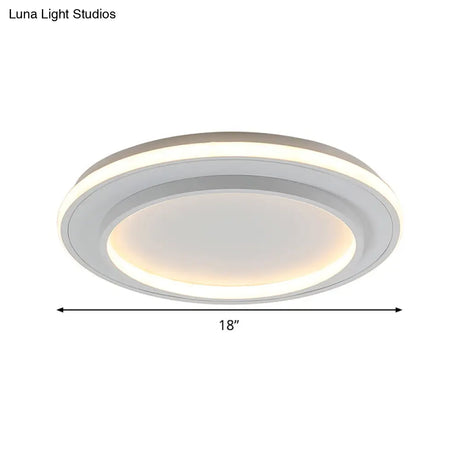 Simple Style White Disk Flush Mount Led Ceiling Light In Warm/White - 18’/21.5’ Wide