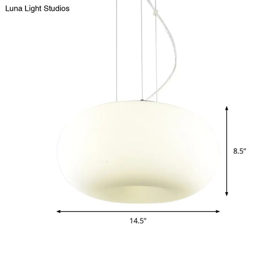 Simple Style White Glass Doughnut Pendant Light 1-Light Hanging Kit 11/14.5/18 Wide