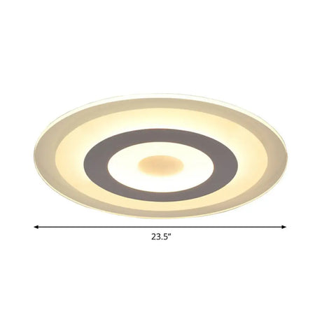 Simple Style White Led Ceiling Light - 16/19.5/23.5 Wide Flush Mount Disc Fixture With Dual Lighting