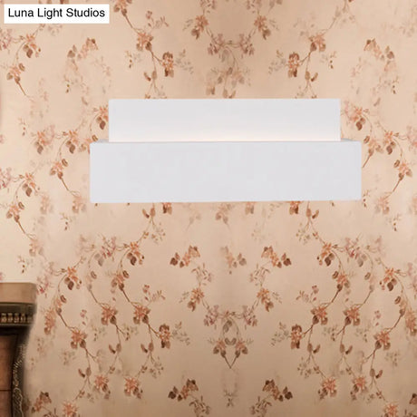 Simple Style White Rectangular Wall Washer Light For Bedroom - Plaster Mounted Lamp