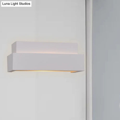 Simple Style White Rectangular Wall Washer Light For Bedroom - Plaster Mounted Lamp