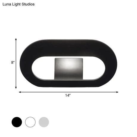 Simple Stylish Oval Shade Wall Lamp With Warm/White Led Lighting In Black/Grey