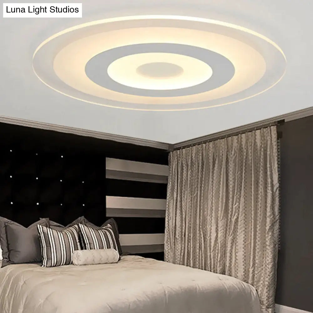 Simple White Led Bedroom Flush Mount Ceiling Light With Round Acrylic Shade