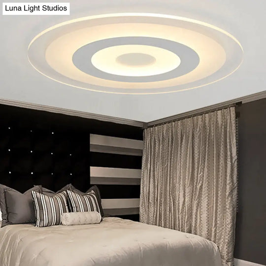 Simple White Led Bedroom Flush Mount Ceiling Light With Round Acrylic Shade