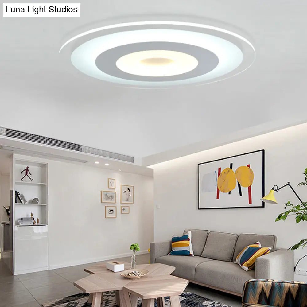Simple White Led Bedroom Flush Mount Ceiling Light With Round Acrylic Shade