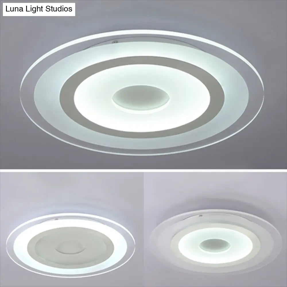 Simple White Led Bedroom Flush Mount Ceiling Light With Round Acrylic Shade