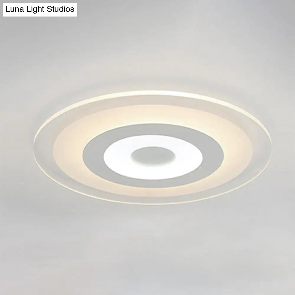 Simple White Led Bedroom Flush Mount Ceiling Light With Round Acrylic Shade