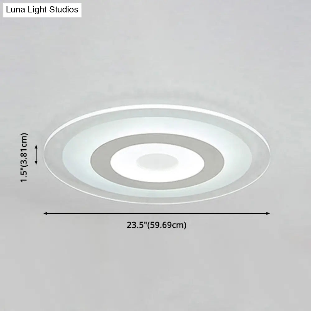 Simple White Led Bedroom Flush Mount Ceiling Light With Round Acrylic Shade