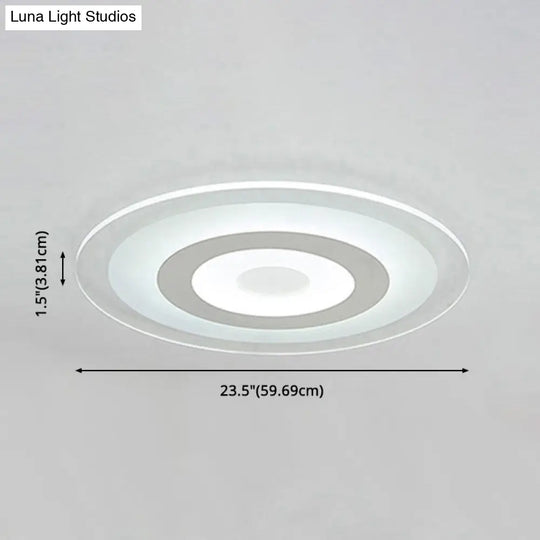 Simple White Led Bedroom Flush Mount Ceiling Light With Round Acrylic Shade