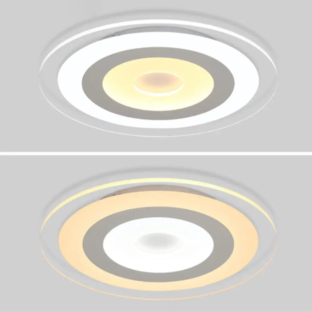 Simple White Led Bedroom Flush Mount Ceiling Light With Round Acrylic Shade
