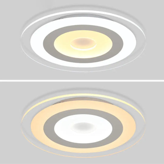 Simple White Led Bedroom Flush Mount Ceiling Light With Round Acrylic Shade