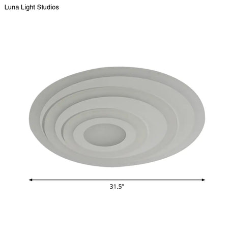 Simple White Led Flush Ceiling Light - 19.5’/31.5’/39’ Wide Warm/White