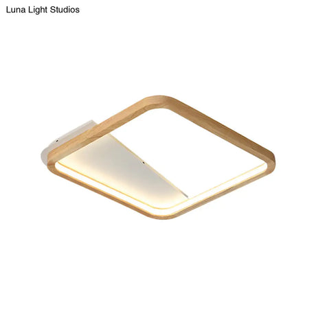 Simple Wooden Rectangular Led Flush Mount Ceiling Light - 13’/17’/21’ Wide