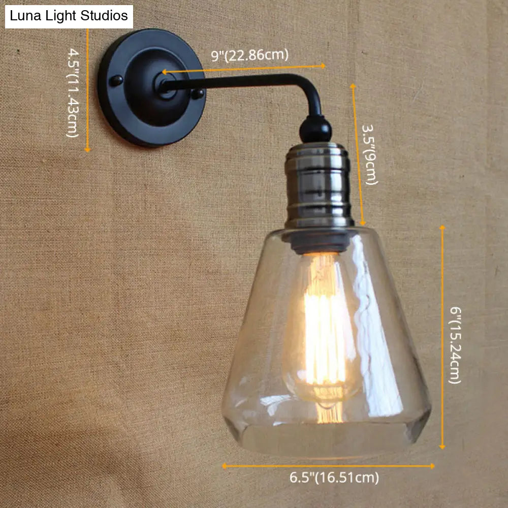 Simplicity 1-Light American Vintage Wall Lamp With Glass Shade