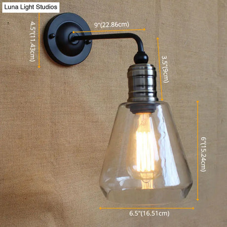 Simplicity 1-Light American Vintage Wall Lamp With Glass Shade