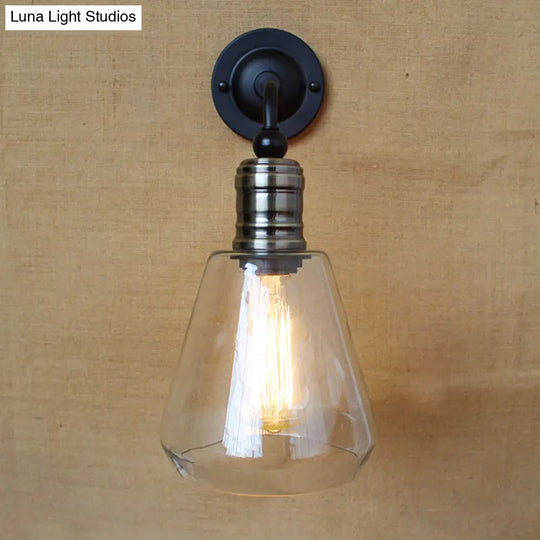 Simplicity 1-Light American Vintage Wall Lamp With Glass Shade