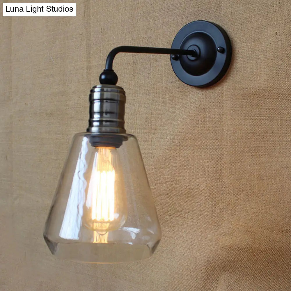 Simplicity 1-Light American Vintage Wall Lamp With Glass Shade