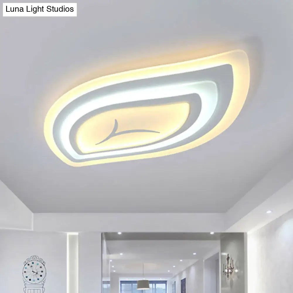 Simplicity Acrylic Living Room Led Flush Mount Ceiling Light In White