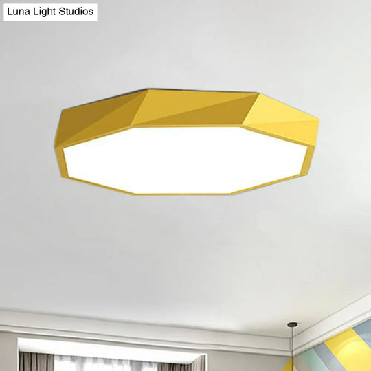 Simplicity Acrylic Octagonal Flush Ceiling Light - Led Mount Fixture For Bedrooms Yellow / Small