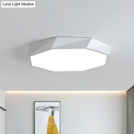 Simplicity Acrylic Octagonal Flush Ceiling Light - Led Mount Fixture For Bedrooms White / Small