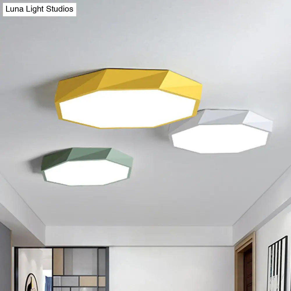 Simplicity Acrylic Octagonal Flush Ceiling Light - Led Mount Fixture For Bedrooms