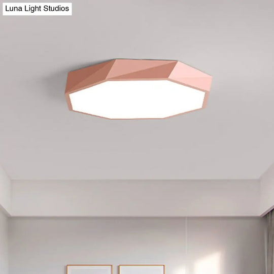 Simplicity Acrylic Octagonal Flush Ceiling Light - Led Mount Fixture For Bedrooms Pink / Small