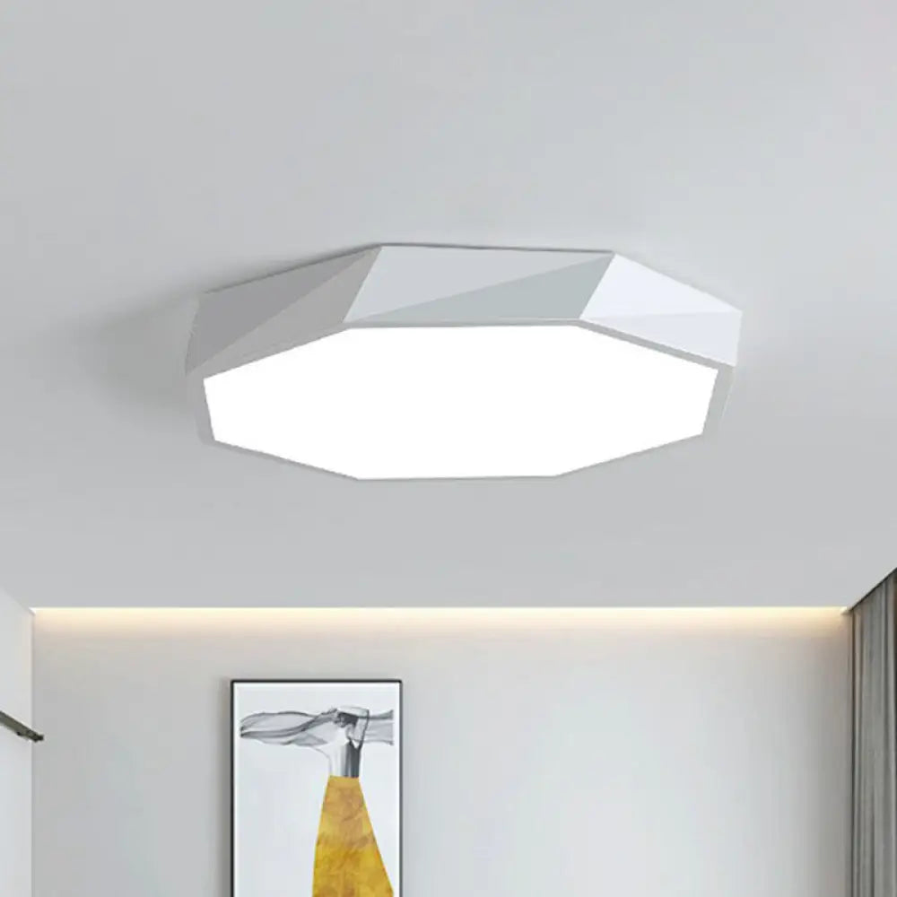 Simplicity Acrylic Octagonal Flush Ceiling Light - Led Mount Fixture For Bedrooms White / Small